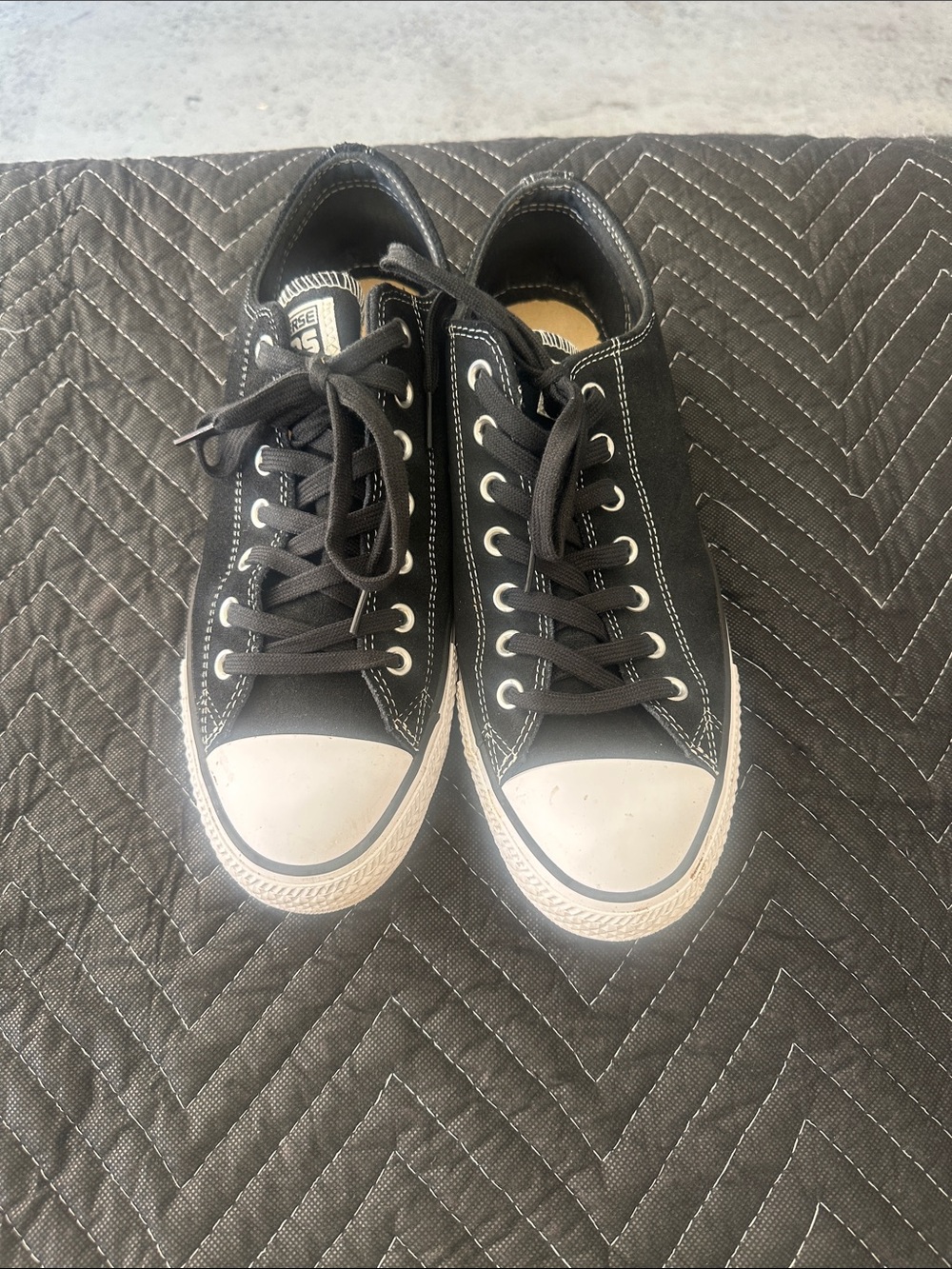 Converse Black Canvas Low-Top Sneakers with White Toe Cap - Picture 4 of 5